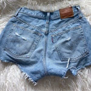 Levis distressed jean shorts